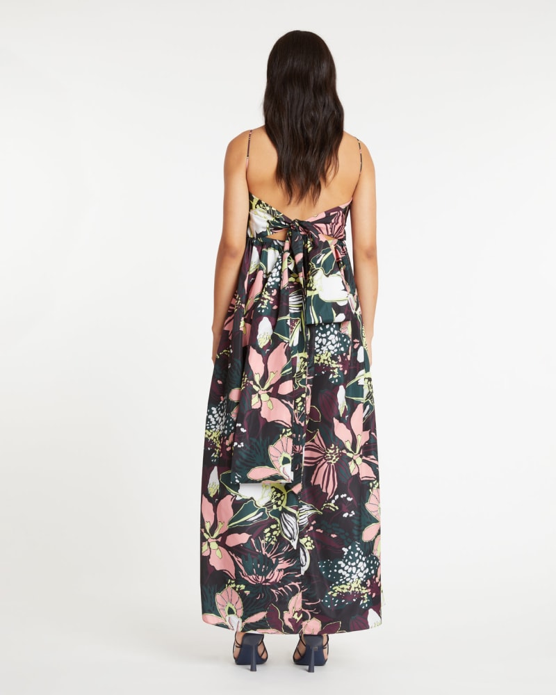 Back of a model wearing a size 22 Arabeth Dress in BLACK MULTI by Tanya Taylor. | dia_product_style_image_id:280489